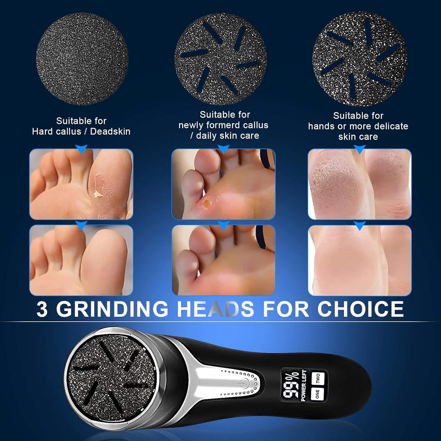 Electric Foot Callus Remover, Rechargeable & Portable Electronic Foot File Pedicure Tools, Waterproof Foot Scrubber File, Electric Callus Remover Kit(Black)
